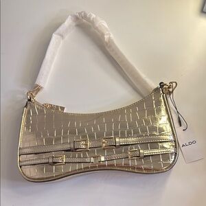 Aldo Gold Shoulder Bag with Metallic Finish NWT